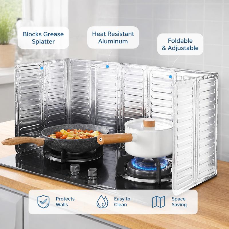 Foldable Stove Splatter Guard – Heat-Resistant Aluminum Oil Shield