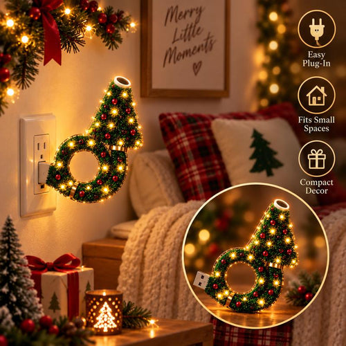 Christmas Tree & Wreath USB Night Light – Holiday Ceiling Projector