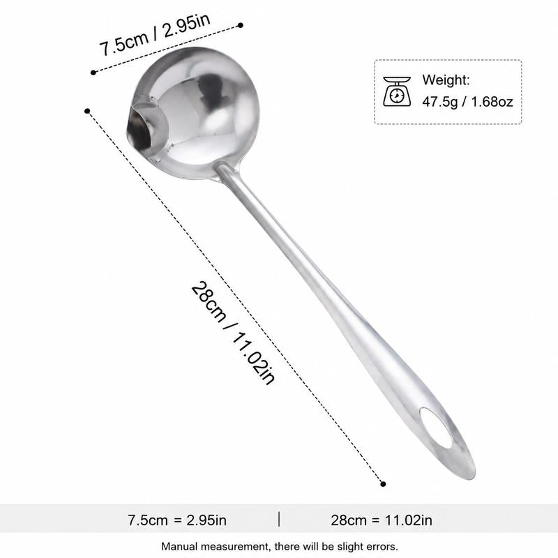 Oil Separating Soup Ladle – Stainless Steel Fat Skimmer with Pouring Spout