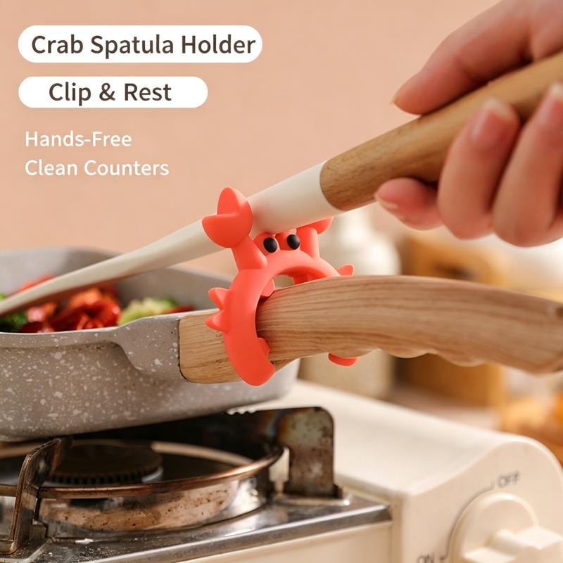 Crab Silicone Spatula Holder – Pot Rim Clip Utensil Rest